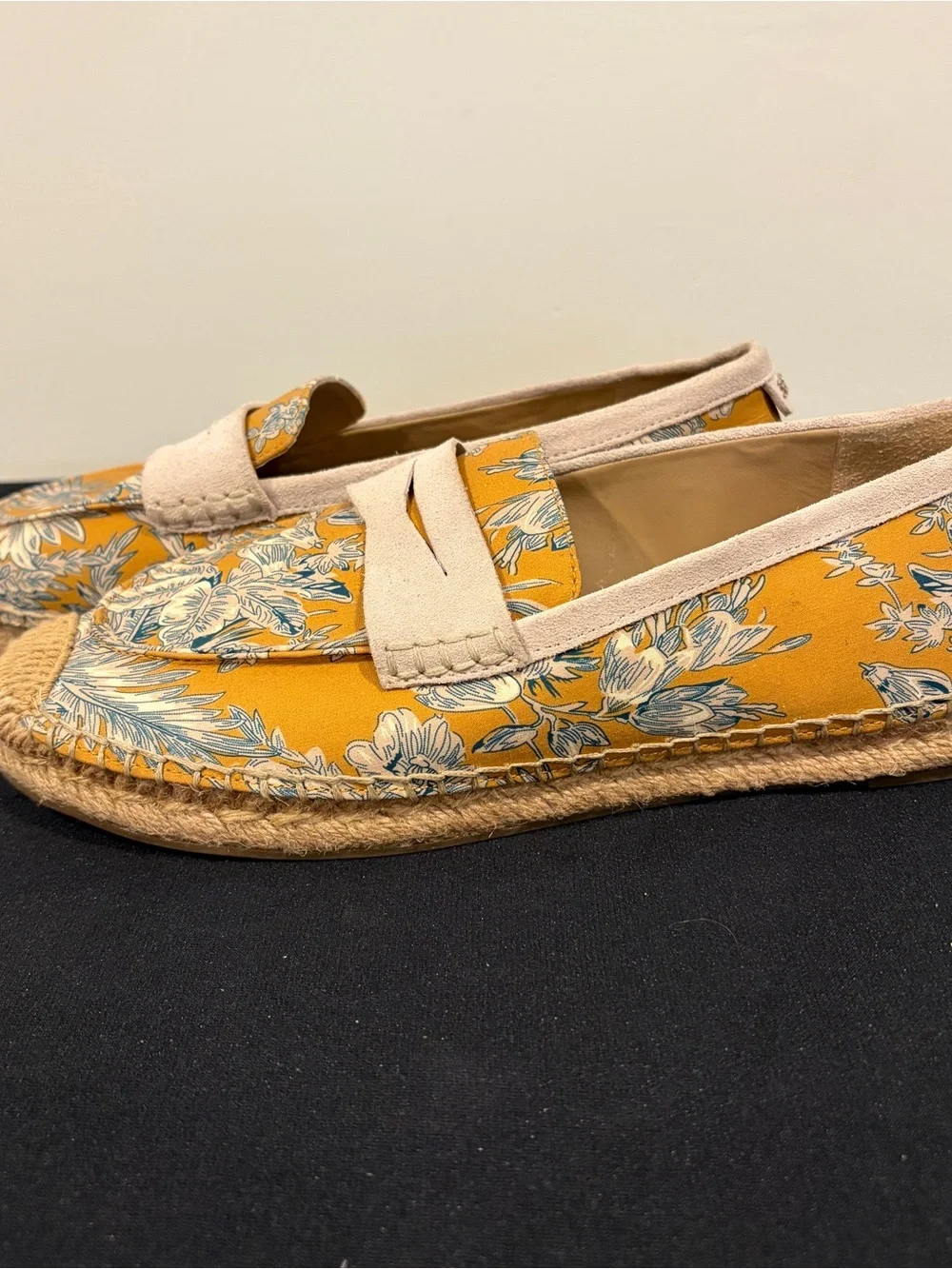 Sam Edelman Kai 2 Marigold Yellow Floral Espadrille Loafers Women's 8.5 M  NWOB